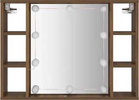 vidaXL Έπιπλο Καθρέπτη με LED Καφέ Δρυς 76 x 15 x 55 εκ.