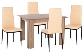 ΣΕΤ ΤΡΑΠΕΖΑΡΙΑΣ 5ΤΜΧ HM11908 ΤΡΑΠΕΖΙ 110x80εκ. &amp; 4 ΚΑΡΕΚΛΕΣ LADY K/D ΜΟΚΑ ΑΝΟΙΧΤΟ ΚΡΕΜ