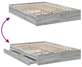 vidaXL Πλαίσιο Κρεβατιού με συρτάρια Γκρι sonoma 160x200εκ. Επεξ. Ξύλο
