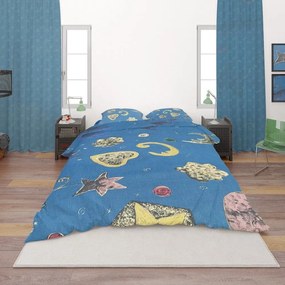 Σεντόνια Moonlight 449 (Σετ 2τμχ) Blue-Multi DimCol Single 160x240cm 100% Cotton