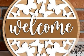 Intra απο ξύλο plywood 3mm-4mm πάχος Στρογγυλή πινακίδα καλωσορίσματος πεταλούδα Δίασταση 30x30 cm INTRAFABR-67982325