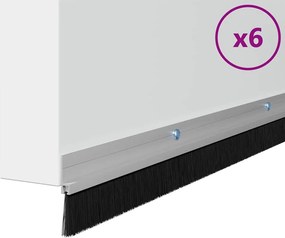 vidaXL Σφραγίδες πόρτας με βούρτσες που προσαρτώνται 6 pcs Ασημί