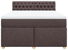 vidaXL Κρεβάτι Boxspring με Στρώμα Σκούρο Καφέ 140x200 εκ Υφασμάτινο