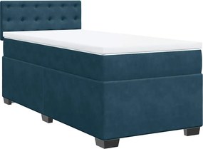 vidaXL Κρεβάτι Boxspring με Στρώμα Μπλε 80 x 200 εκ. Βελούδινο
