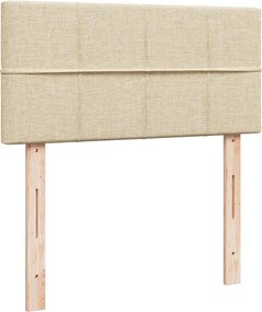 vidaXL Κρεβάτι Boxspring με Στρώμα Κρεμ 90x200 εκ.Υφασμάτινο