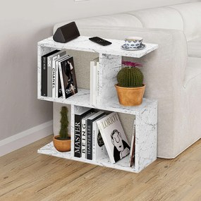 Τραπεζάκι βοηθητικό Homemania Megapap χρώμα λευκό εφέ μαρμάρου 60x20x60εκ.