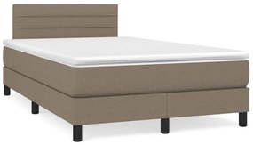 vidaXL Κρεβάτι Boxspring με Στρώμα & LED Taupe 120x190 εκ. Υφασμάτινο