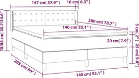 vidaXL Κρεβάτι Boxspring με Στρώμα Taupe 140x200 εκ. Υφασμάτινο