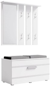Σετ διαδρόμου Mandeville 103, 85x35cm, 31 kg, Καθρέφτης, Άσπρο, Πλαστικοποιημένη μοριοσανίδα, Τοίχου, Εντοιχισμένη | Epipla1.gr