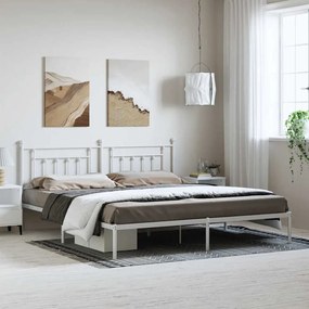 vidaXL Πλαίσιο Κρεβατιού με Κεφαλάρι Λευκό 193 x 203 εκ. Μεταλλικό