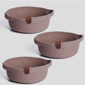 Καλάθια Αποθήκευσης (Σετ 3Τμχ) 171JTR1251 25x25x10cm Beige Aberto Design Cotton