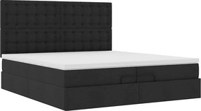 vidaXL Οθωμανικό Κρεβάτι με Στρώματα Μαύρο 200x200cm Ύφασμα