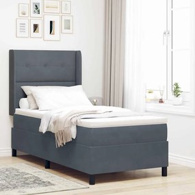 vidaXL Κρεβάτι Box Spring με Στρώμα Σκούρο Γκρι 80x200 εκ. Βελούδο