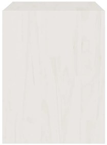 Κομοδίνο Λευκό 40 x 30,5 x 40 εκ. από Μασίφ Ξύλο Πεύκου - Λευκό