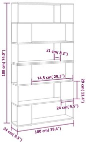 ΒΙΒΛΙΟΘΗΚΗ/ΔΙΑΧΩΡΙΣΤΙΚΟ ΧΩΡΟΥ SONOMA ΔΡΥΣ 100 X 24 X 188 ΕΚ. 3082074