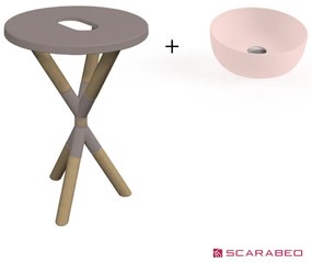 Scarabeo Cross 2501F0-9852 Sand (Μπεζ Ματ) Πάγκος Με Νιπτήρα Glam Pink Ø33εκ.