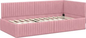 vidaXL Κρεβάτι Γωνίας Ροζ 100 x 200 cm Βελούδο
