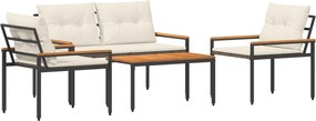 vidaXL Σετ Εξωτερικών Επίπλων 4 pcs Λευκό κρεμ συνθετικό ρατάν