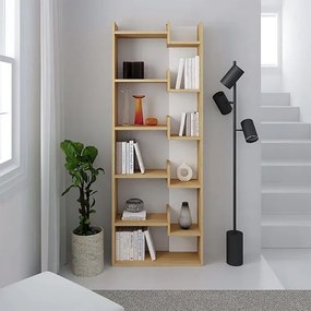 Βιβλιοθήκη Oppa Megapap χρώμα sapphire oak/λευκό 60x22x162εκ.