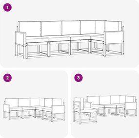 vidaXL Σειρά Καναπέ Εξωτερικού 5 pcs Φυσικό και Κρέμα Πολυεστέρας