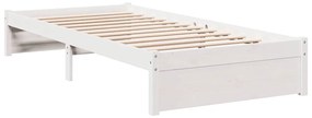 vidaXL Κρεβάτι Βιβλιοθήκη Χωρίς Στρώμα Λευκό 75x190 εκ Μασίφ Πεύκο