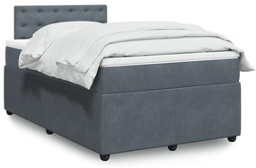 vidaXL Κρεβάτι Boxspring με Στρώμα Σκούρο Γκρι 120x190 εκ. Βελούδινο