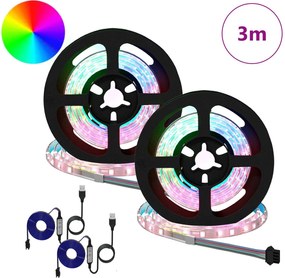 vidaXL Λωρίδα LED 2 pcs Μαύρο και Διαφανές 750 χιλ Χαλκός και Πλαστικό