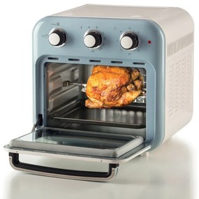 Φριτέζα-φούρνος ζεστού αέρα Ariete VINTAGE 4632/05, 1400W, 16 l, Μέχρι 230C, Χρονοδιακόπτης 60 min, Περιστρεφόμενο καλάθι, Λευκό/Μπλε