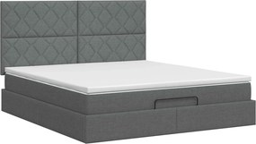 vidaXL Κρεβάτι Ottoman με στρώμα Σκούρο Γκρι 140 x 200 cm Ύφασμα