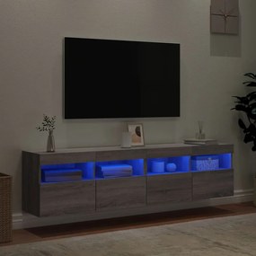 vidaXL Έπιπλα Τοίχου Τηλ. με LED 2 Τεμ. Γκρι Sonoma 80x30x40 εκ.