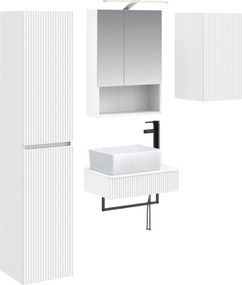 vidaXL Σετ Επίπλων Μπάνιου 5 pcs Λευκό Επεξεργασμένο Ξύλο και Γυαλί
