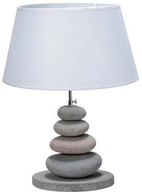 Table Lamp S Line Από Πέτρα Με Λευκό Καπέλο S1167-G091