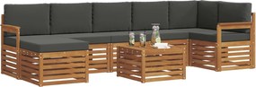 vidaXL Σειρά Καναπέ Εξωτερικού με μαξιλάρι 8 pcs Φυσικό και Ανθρακί