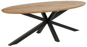 Τραπέζι Oakland 885, Άγρια δρυς, Μαύρο, 76x100x220cm, 50 kg, Φυσικό ξύλο καπλαμά, Ινοσανίδες μέσης πυκνότητας, Μέταλλο | Epipla1.gr