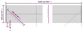 vidaXL Συρματόπλεγμα Περίφραξης Ασημί 2 x 25 μ. με Στύλους