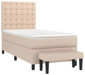 Κρεβάτι Boxspring με Στρώμα Καπουτσίνο 100x200εκ.από Συνθ.Δέρμα - Καφέ