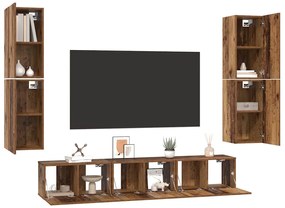 vidaXL Σετ επίπλου τηλεόρασης 7 pcs Παλαιό ξύλο 60 x 30 x 30 cm