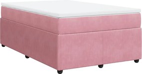 vidaXL Κρεβάτι Boxspring με Στρώμα Ροζ 120x190 εκ. Βελούδινο