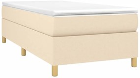 vidaXL Κρεβάτι Boxspring με Στρώμα Κρεμ 90x200 εκ.Υφασμάτινο