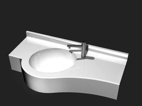 Sanitec 704 Front Wave Single Νιπτήρας Μπάνιου Λευκός με μήκος από 201 έως 250cm