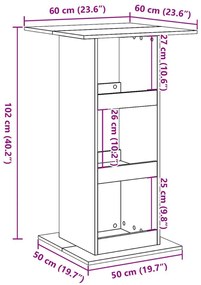 Τραπέζι Μπαρ με Ράφια Λευκό 60x60x102 εκ. Επεξεργ. Ξύλο - Λευκό