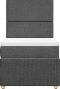 vidaXL Κρεβάτι Boxspring με Στρώμα Σκούρο Γκρι 90x190 εκ. Υφασμάτινο