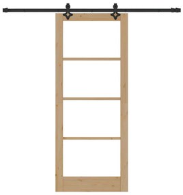 vidaXL Συρόμενη Πόρτα Χειροκίνητος Καφέ 86 x 211 cm Ξύλο και μέταλλο