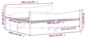 Σκελετός Κρεβατιού Χωρίς Στρώμα 200x200 εκ Μασίφ Ξύλο Πεύκου - Καφέ