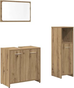 vidaXL Σετ Επίπλων Μπάνιου 3 Τεμαχίων Τεχνίτης Δρυς από Τεχν. Ξύλο