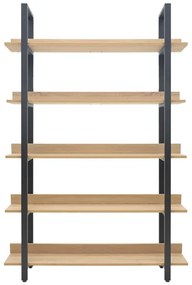 Βιβλιοθήκη Almond pakoworld σε oak-μαύρη απόχρωση 120x29x185εκ (1 τεμάχια)
