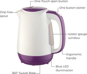 BRUNO ηλεκτρικός βραστήρας BRN-0001, 2200w, 1.7lt, βάση 360°, LED