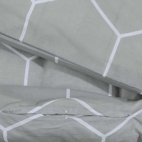 vidaXL Σετ Παπλωματοθήκης Γκρι και Λευκό 220x240 εκ. Βαμβακερό