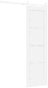 vidaXL Συρόμενη Πόρτα με Σετ Εξαρτημάτων Λευκή 61x198.5 εκ. Συμπαγές Ξύλο Πεύκο