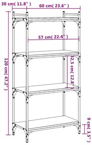 ΒΙΒΛΙΟΘΗΚΗ 4 ΕΠΙΠΕΔΩΝ ΚΑΦΕ ΔΡΥΣ 60 X 30 X 120 ΕΚ. ΕΠΕΞΕΡΓ. ΞΥΛΟ 837656